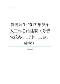 省选调生2017年度个人工作总结述职分管党政办卫计工会驻村