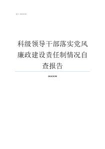 科级领导干部落实党风廉政建设责任制情况自查报告党员领导干部