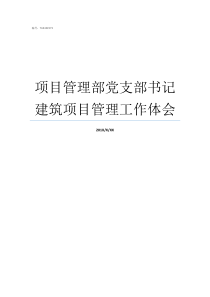 项目管理部党支部书记建筑项目管理工作体会如何做好党支部书记