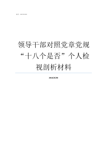 领导干部对照党章党规十八个是否个人检视剖析材料党员对照党章自查