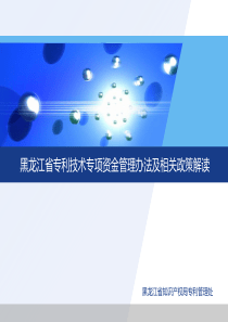 黑龙江省专利技术专项资金管理办法及相关政策解读(PPT 53页)