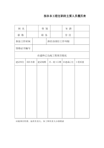 拟在本工程任职的主要人员履历表