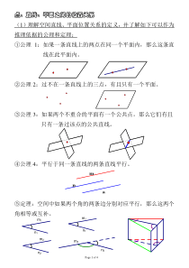 立体几何-点线面位置关系+线面位置关系-定理+图