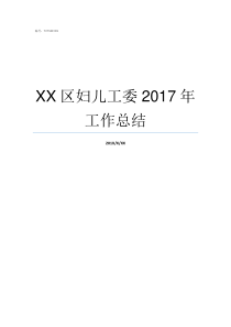 XX区妇儿工委2017年工作总结