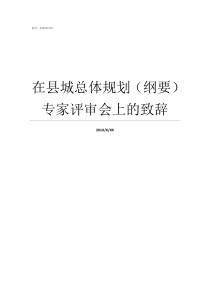 在县城总体规划纲要专家评审会上的致辞