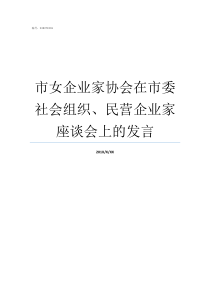 市女企业家协会在市委社会组织民营企业家座谈会上的发言北京市女企业家协会