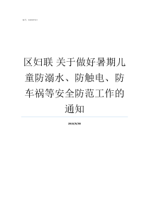 区妇联nbsp关于做好暑期儿童防溺水防触电防车祸等安全防范工作的通知区妇联