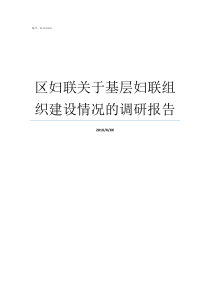 区妇联关于基层妇联组织建设情况的调研报告