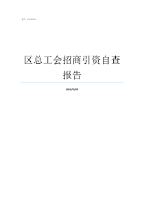 区总工会招商引资自查报告为区委区政府招商引资