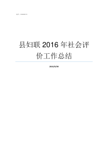 县妇联2016年社会评价工作总结