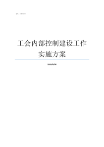 工会内部控制建设工作实施方案内部控制体系建设