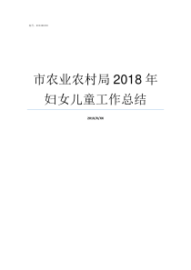 市农业农村局2018年妇女儿童工作总结2018新型农业项目