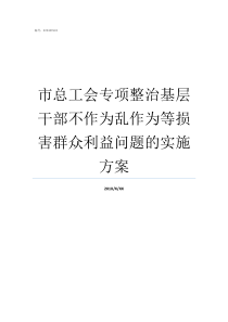 市总工会专项整治基层干部不作为乱作为等损害群众利益问题的实施方案基层公会与总工会