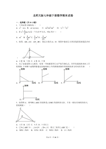 北师大版七年级下册数学期末试卷