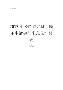 2017年公司领导班子民主生活会征求意见汇总表2019国家新任领导名单