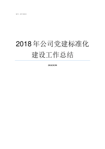 2018年公司党建标准化建设工作总结2018年党建工作总结