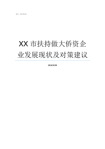 XX市扶持做大侨资企业发展现状及对策建议XX不X成语