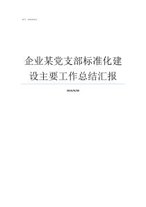 企业某党支部标准化建设主要工作总结汇报党支部标准化建设