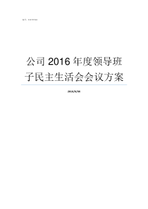 公司2016年度领导班子民主生活会会议方案