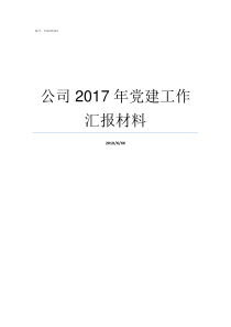 公司2017年党建工作汇报材料2017年党建主题