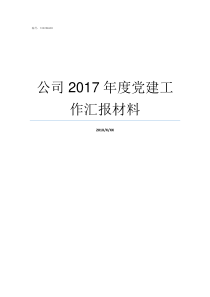 公司2017年度党建工作汇报材料A公司2016