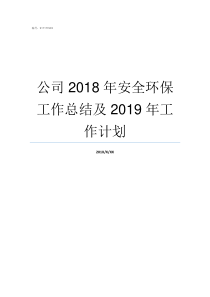 公司2018年安全环保工作总结及2019年工作计划