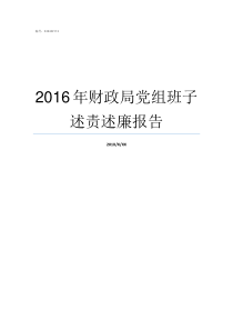 2016年财政局党组班子述责述廉报告