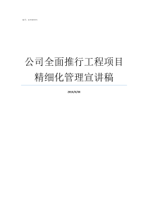 公司全面推行工程项目精细化管理宣讲稿工程项目