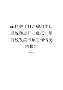 xx区关于打击骗取出口退税和虚开虚抵增值税发票专项工作情况的报告出口退税增值税发票的要求