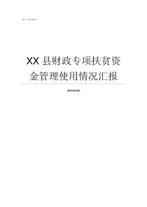 XX县财政专项扶贫资金管理使用情况汇报财政扶贫扶贫资金监管