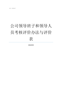 公司领导班子和领导人员考核评价办法与评价表