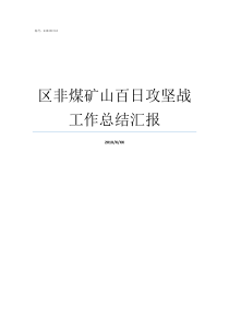 区非煤矿山百日攻坚战工作总结汇报非煤矿山