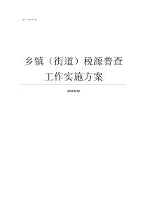 乡镇街道税源普查工作实施方案