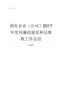 国有企业公司2017年党风廉政建设和反腐败工作总结