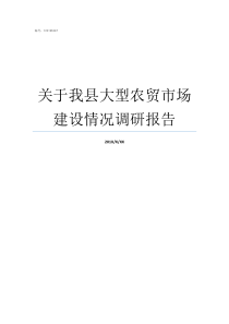 关于我县大型农贸市场建设情况调研报告小金县农贸市场