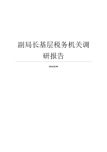 副局长基层税务机关调研报告最新税务调研报告