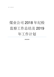 煤业公司2018年纪检监察工作总结及2019年工作计划2018年安源煤业借壳