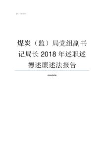 煤炭监局党组副书记局长2018年述职述德述廉述法报告煤监