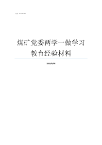 煤矿党委两学一做学习教育经验材料