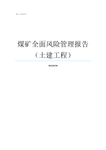 煤矿全面风险管理报告土建工程全面风险管理工作报告