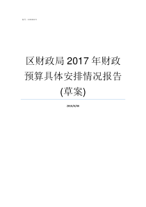 区财政局2017年财政预算具体安排情况报告草案