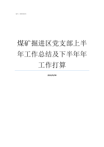 煤矿掘进区党支部上半年工作总结及下半年年工作打算