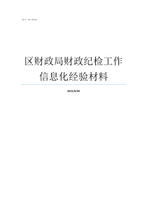 区财政局财政纪检工作信息化经验材料