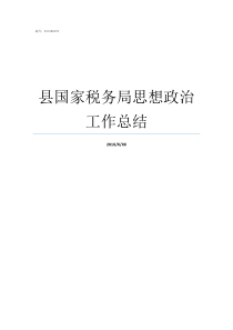 县国家税务局思想政治工作总结县国家税务局科员