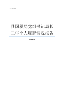 县国税局党组书记局长三年个人履职情况报告县国税局局长什么级别