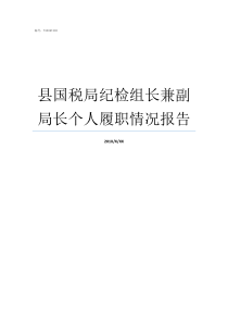 县国税局纪检组长兼副局长个人履职情况报告国税局纪检组长是干嘛呢