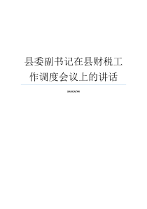 县委副书记在县财税工作调度会议上的讲话县委专职副书记县委副书记和县长那个大