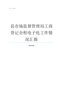 县市场监督管理局工商登记全程电子化工作情况汇报国家市场监督管理局