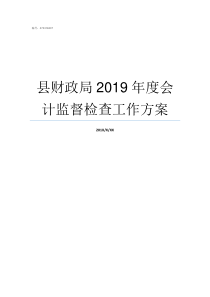 县财政局2019年度会计监督检查工作方案本溪县财政局闫振伟2019