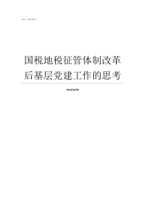 国税地税征管体制改革后基层党建工作的思考